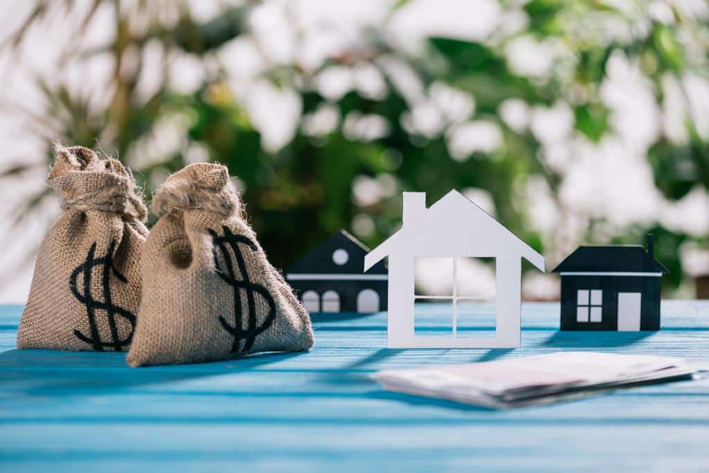 paper houses and moneybags